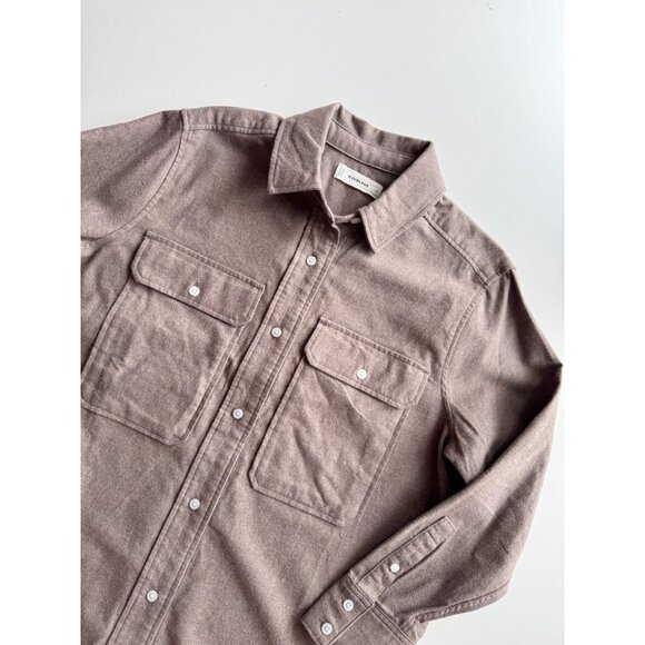 EVERLANE Taupe Melange 100% Organic Cotton Flannel Boyfriend Shirt, Size M - Picture 7 of 16